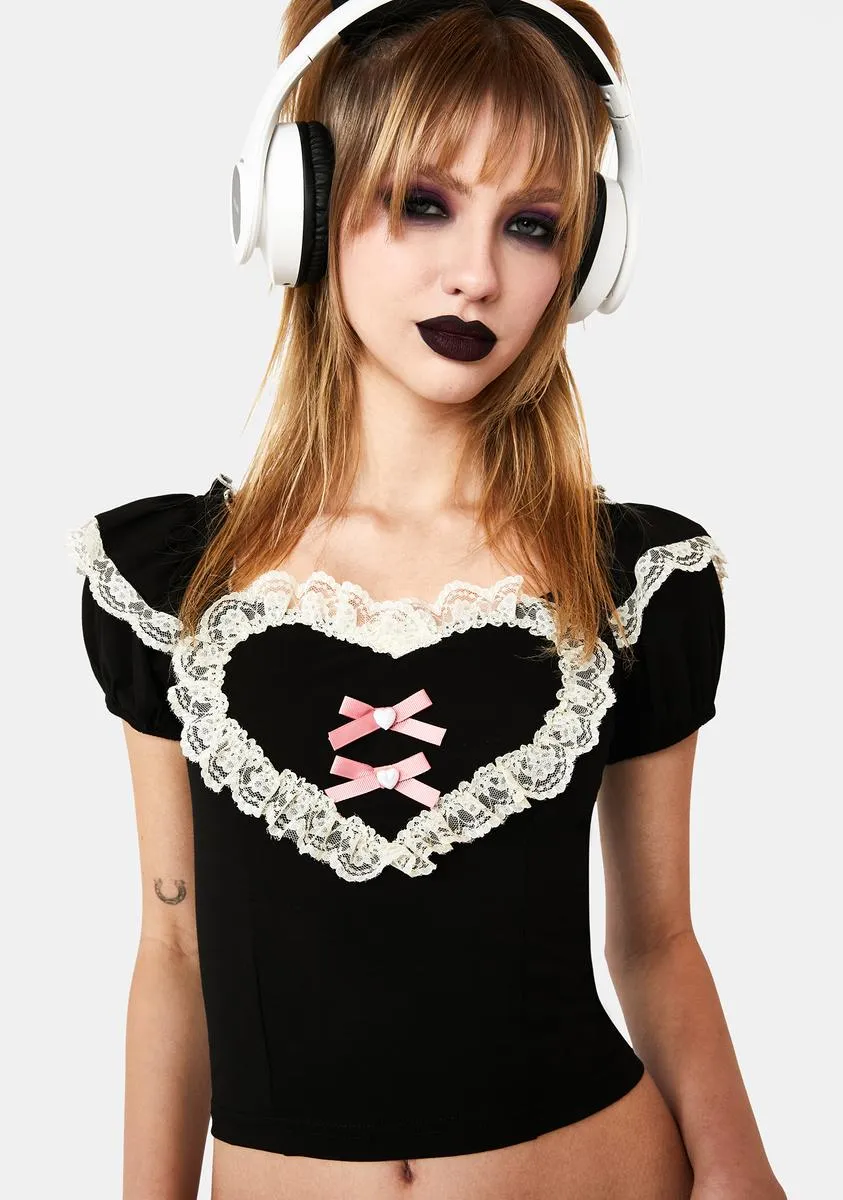 Lace Heart Crop Top sold by Dolls Kill