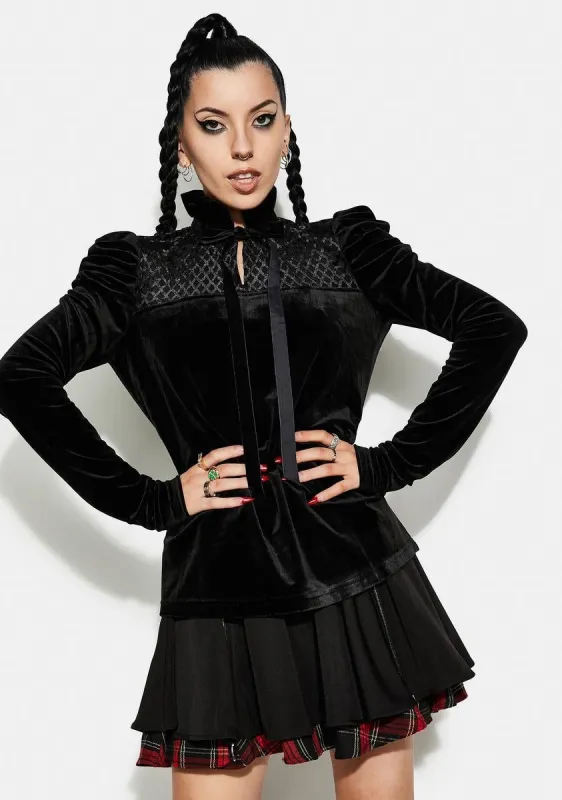 Velvet Bow Shirt sold by Dolls Kill