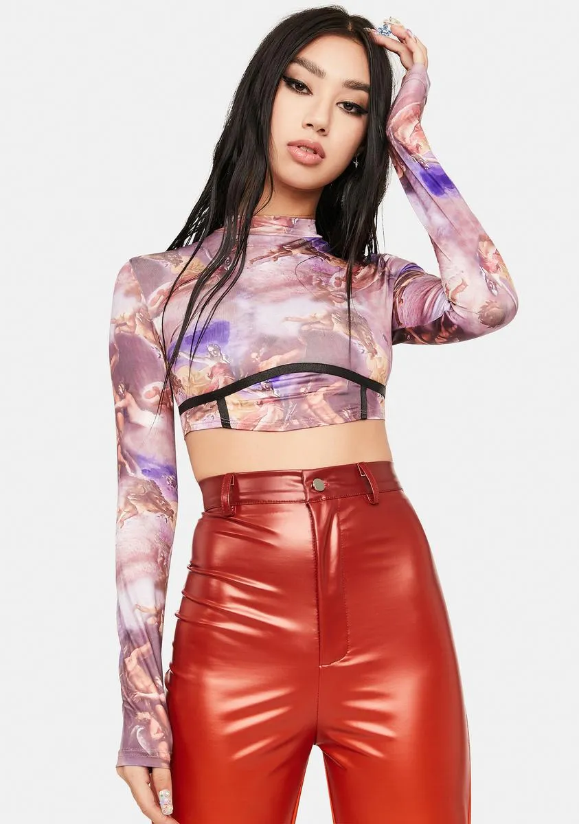 Purple Feather Mesh Top sold by Dolls Kill