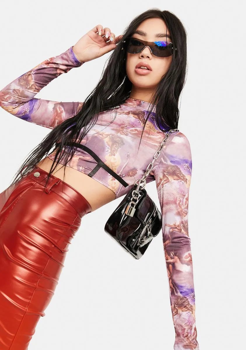 Purple Feather Mesh Top sold by Dolls Kill product image thumbnail 2