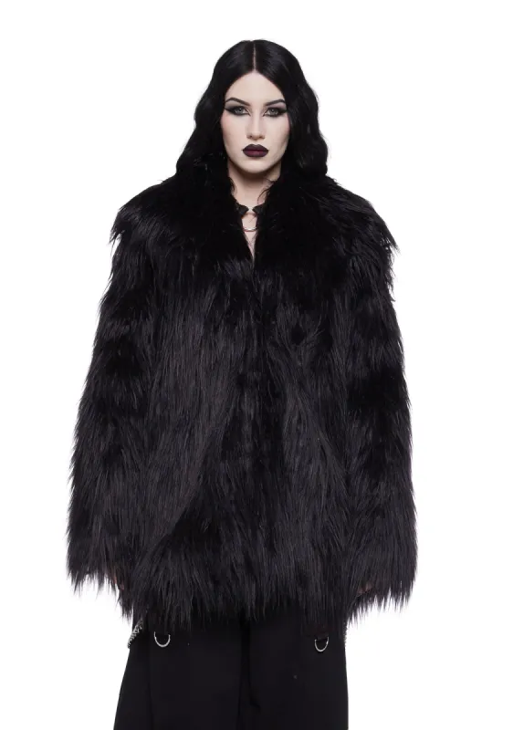 Crimson Chic Faux Fur Coat sold by Dolls Kill