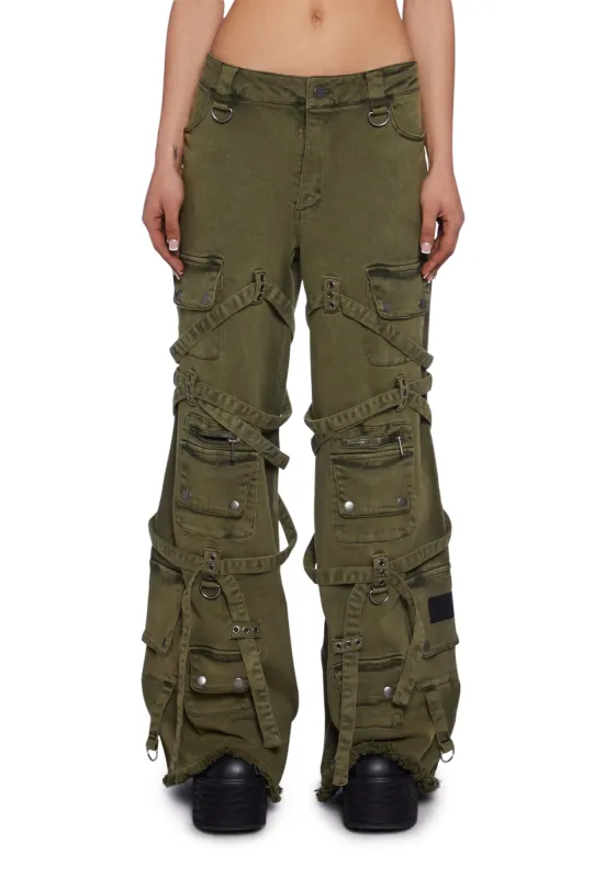 Switch Strappy Cargo Pants - Green sold by Dolls Kill