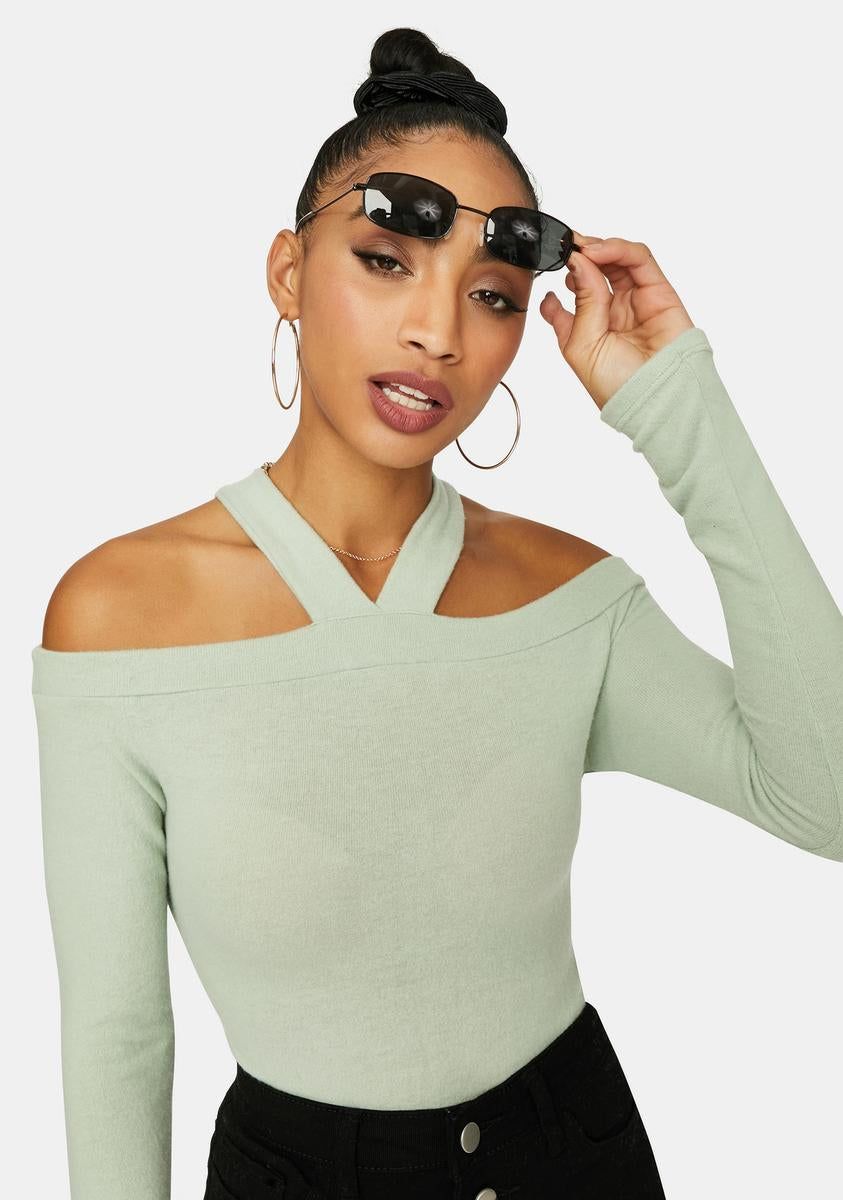 Mint Typical Me Off The Shoulder Top sold by Dolls Kill