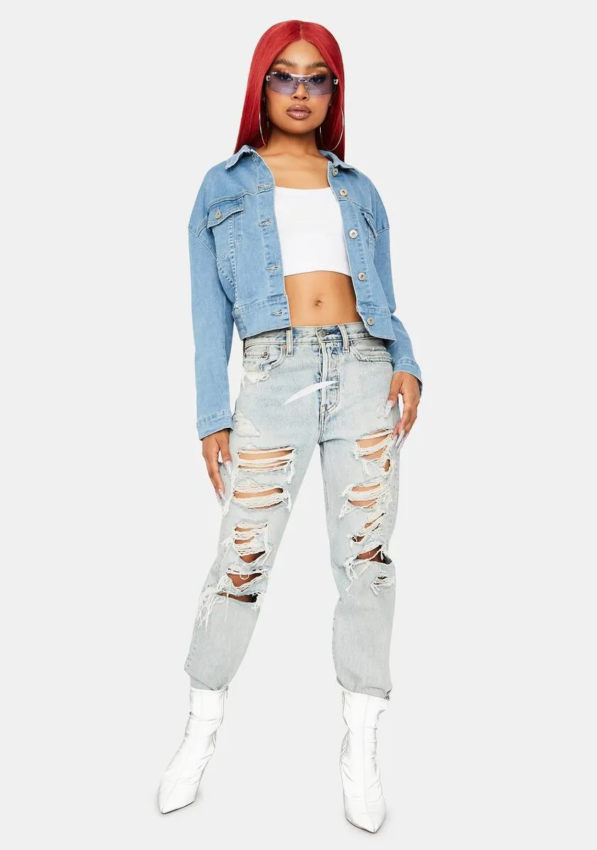 Denim Darling Cropped Jacket sold by Dolls Kill product image thumbnail 3
