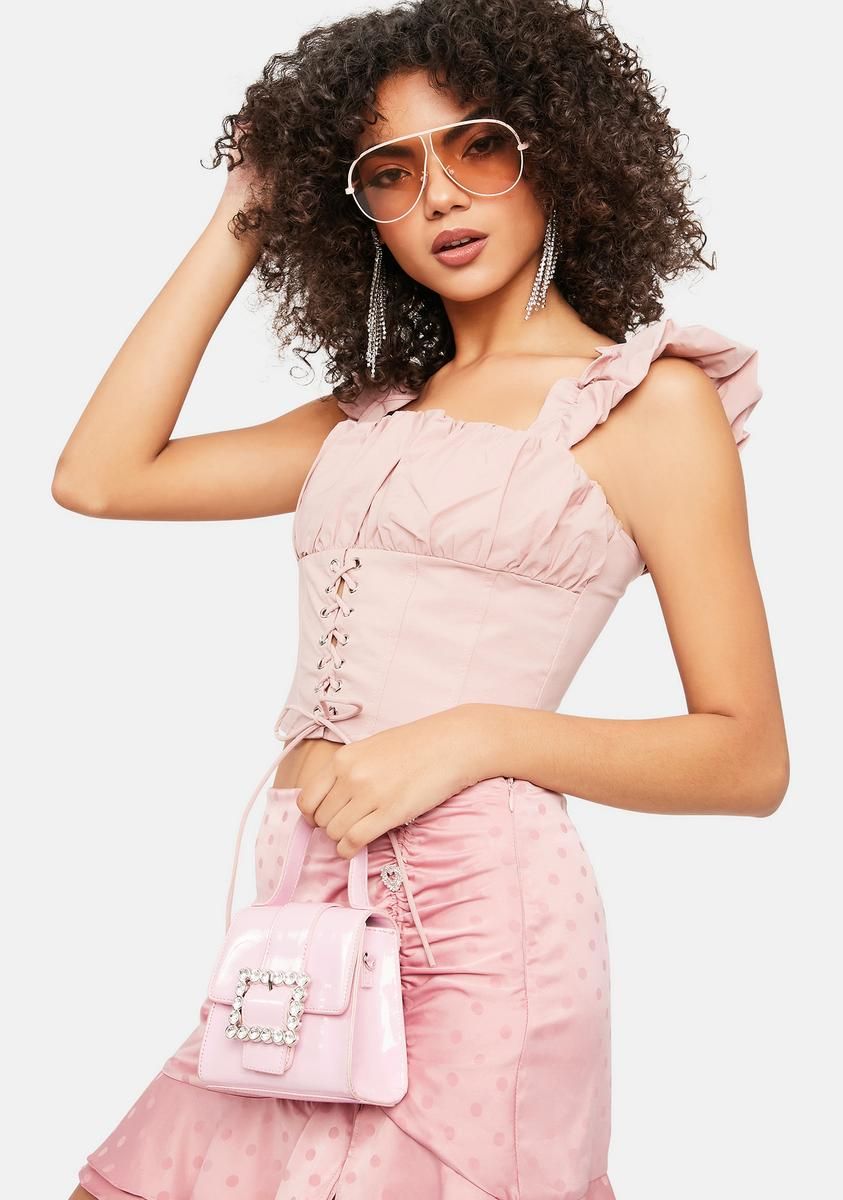 Glamour Lights Ruffle Lace Up Corset Top sold by Dolls Kill product image thumbnail 2