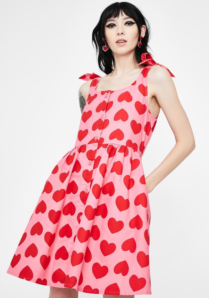 Heart Repeat Tie Dress sold by Dolls Kill