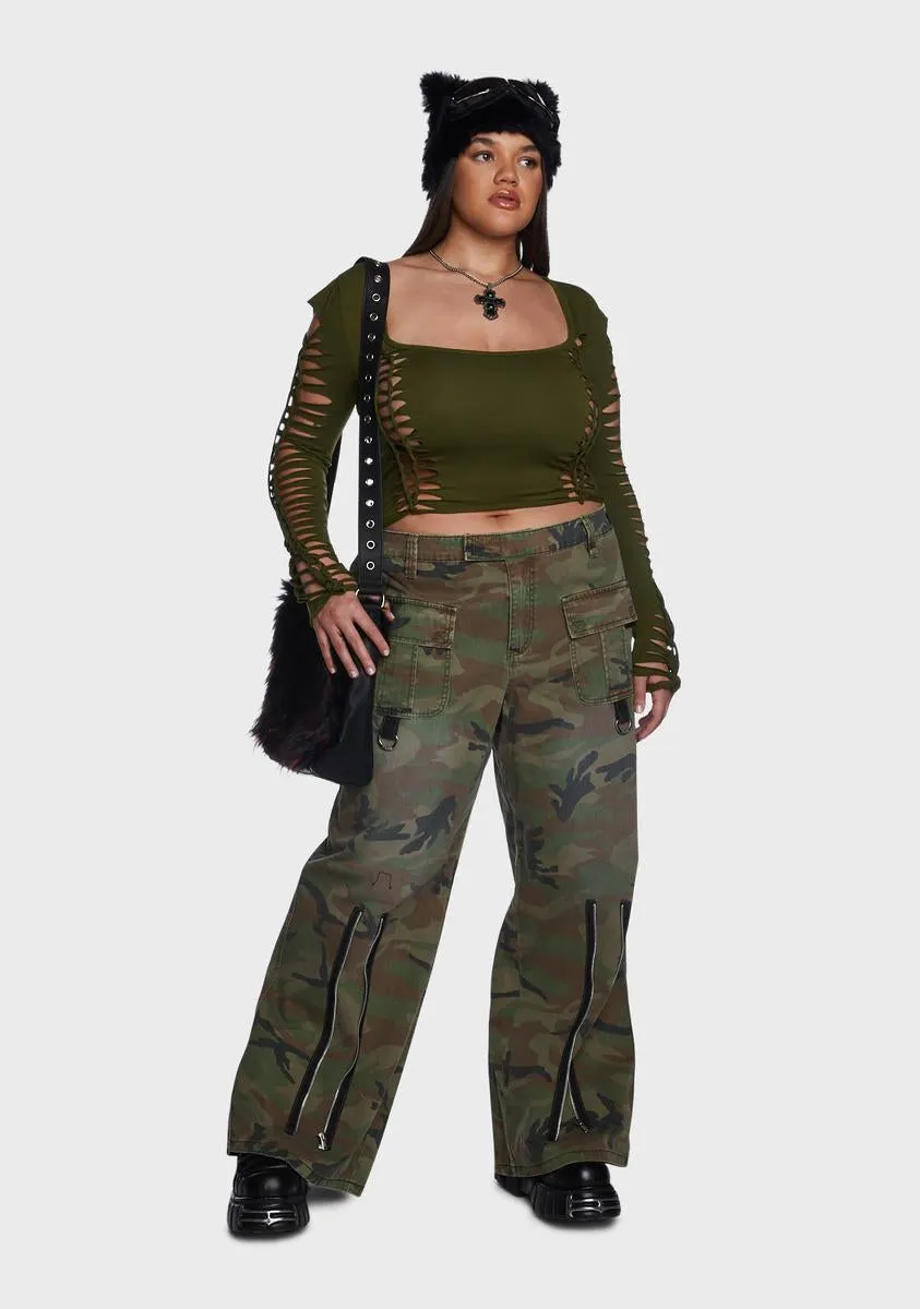 Plus Olive Alternative Spells Long Sleeve Top sold by Dolls Kill product image thumbnail 5