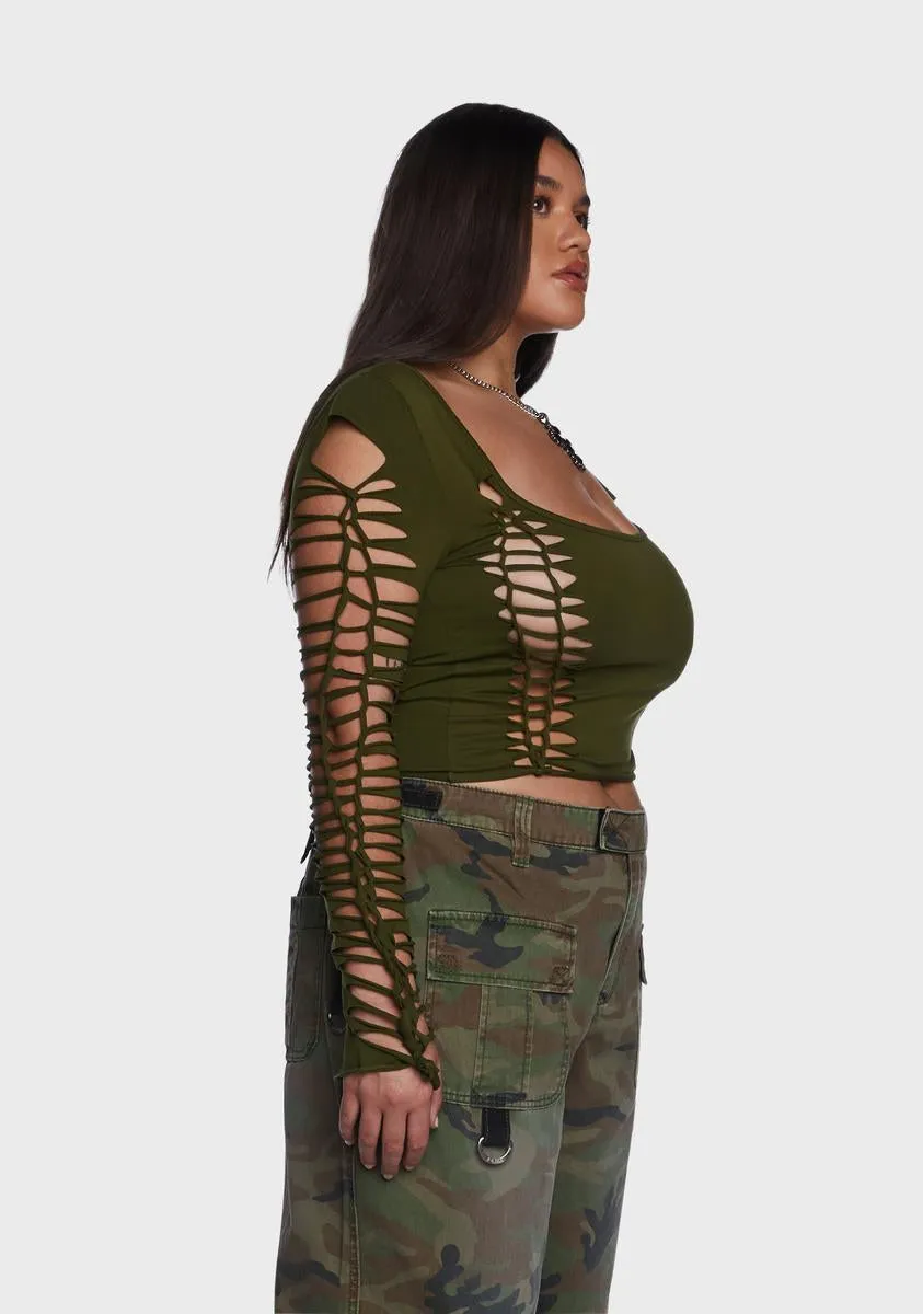 Plus Olive Alternative Spells Long Sleeve Top sold by Dolls Kill product image thumbnail 3