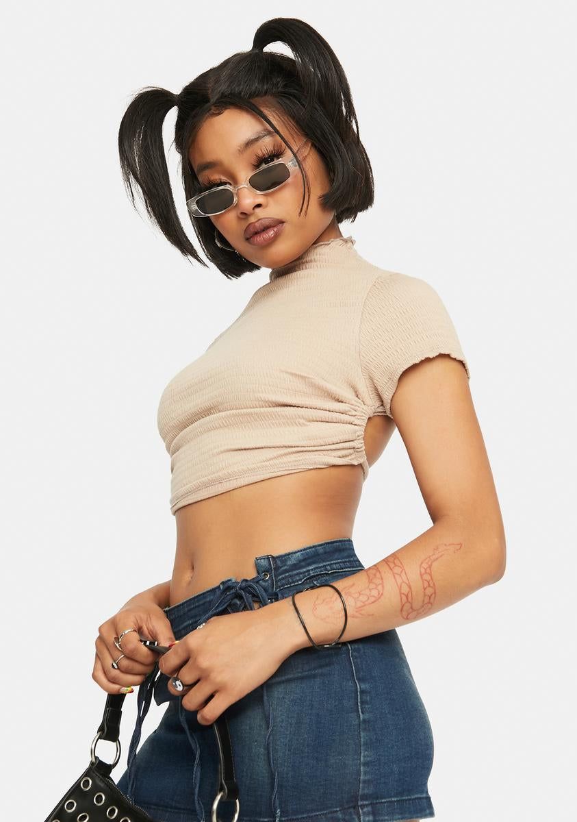 Tan Open Back Crop sold by Dolls Kill product image thumbnail 4