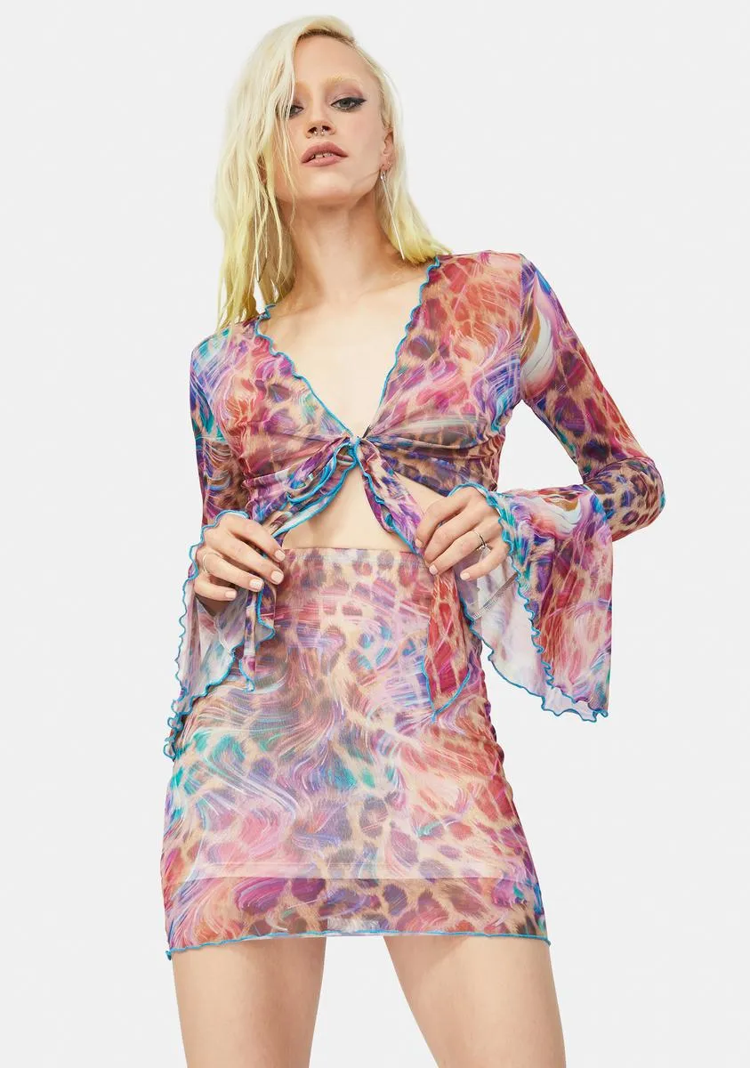 Sassy Cat Mesh Skirt Set sold by Dolls Kill