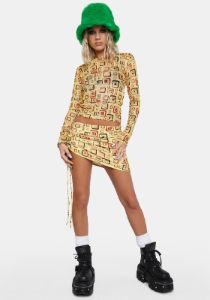 Yellow Cubby Mesh Long Sleeve Top sold by Dolls Kill