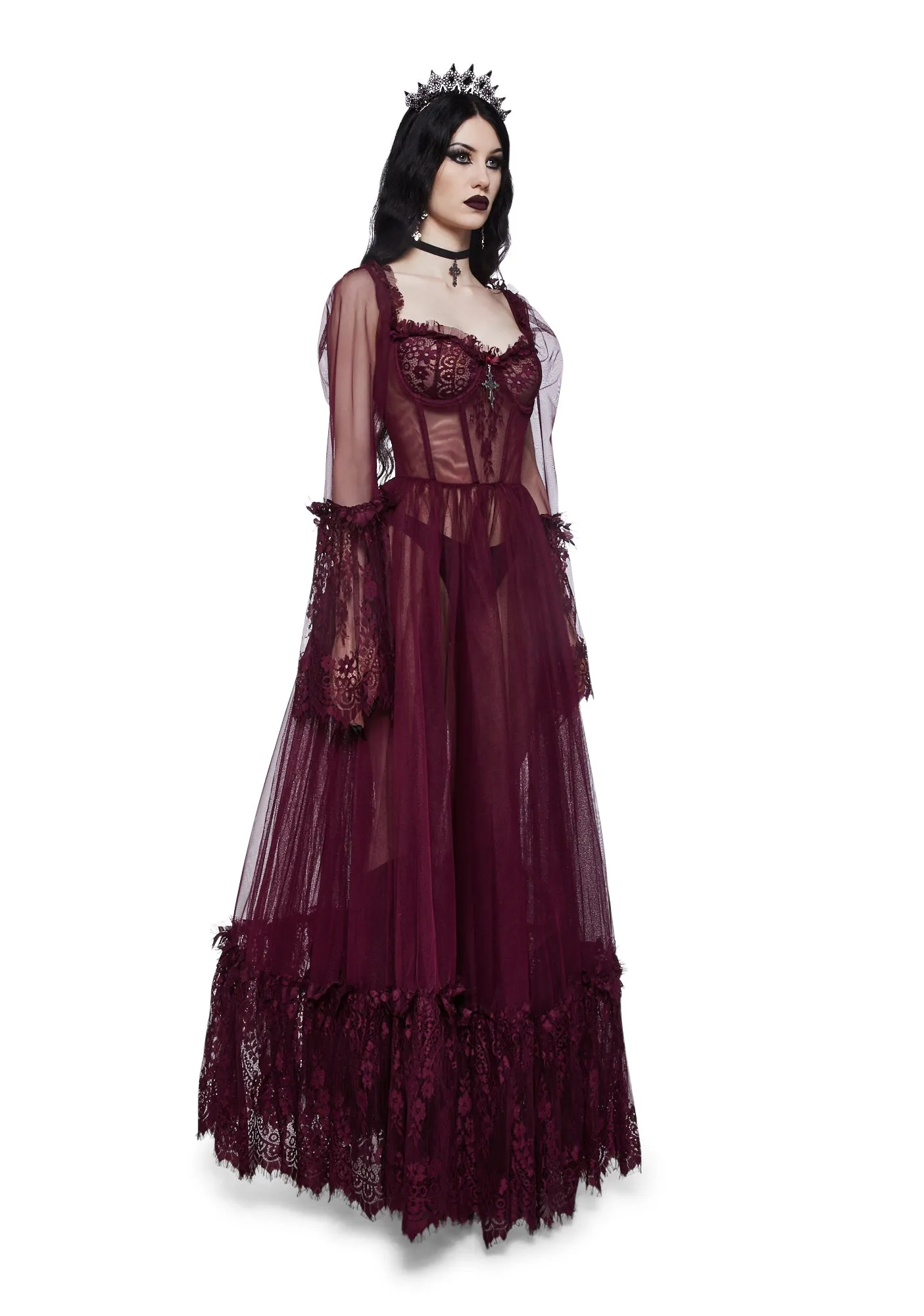 Wine Dance With Death Maxi Dress sold by Dolls Kill product image thumbnail 3