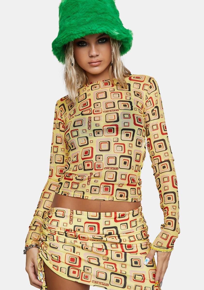 Yellow Cubby Mesh Long Sleeve Top sold by Dolls Kill