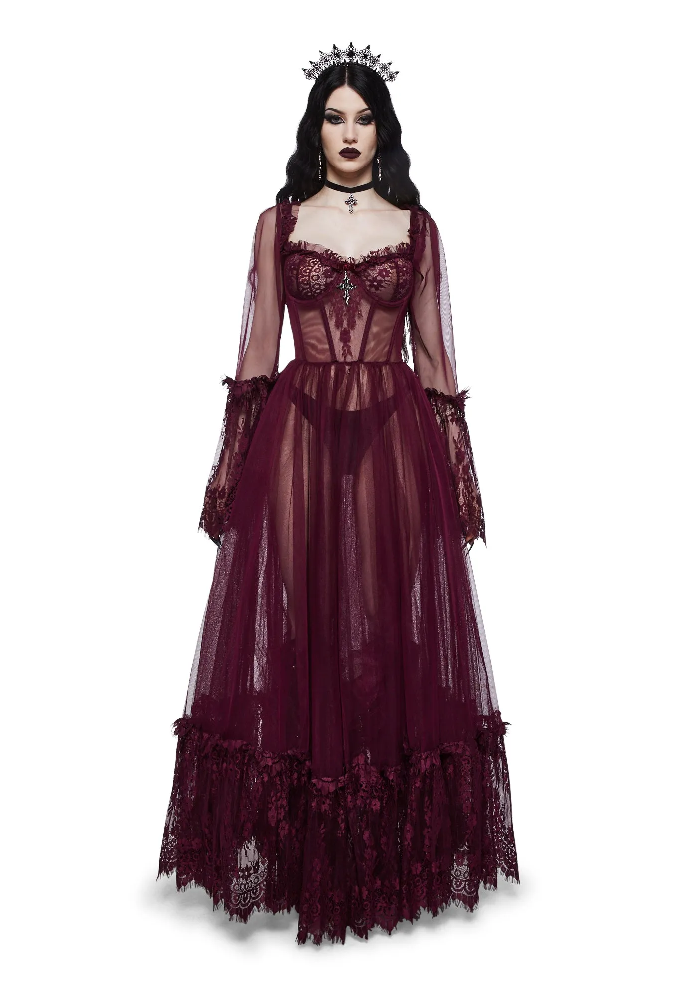 Wine Dance With Death Maxi Dress sold by Dolls Kill