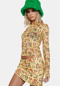 Yellow Cubby Mesh Long Sleeve Top sold by Dolls Kill