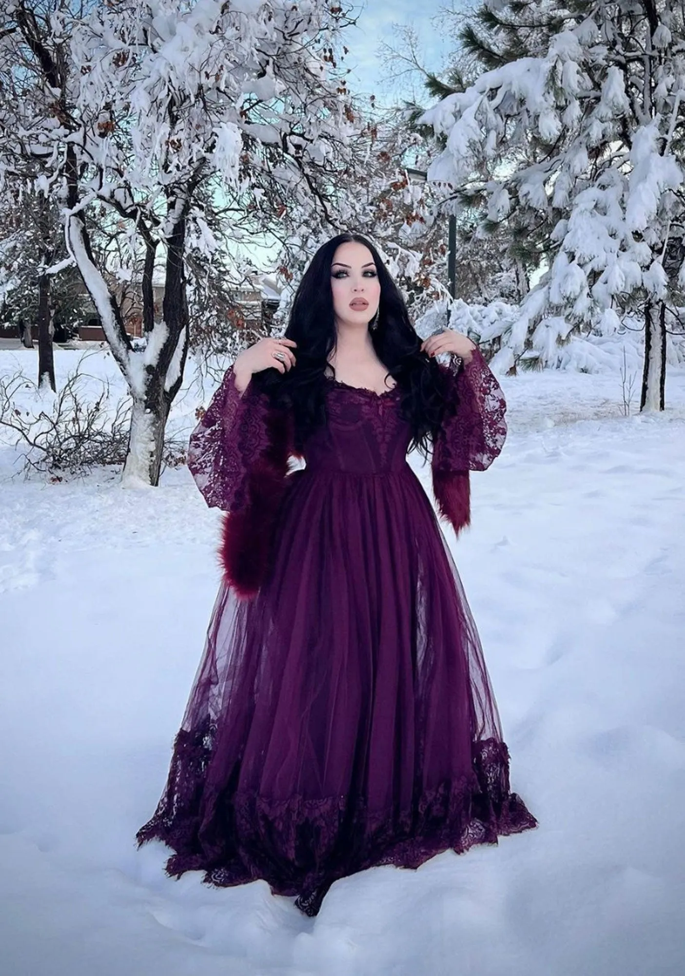 Wine Dance With Death Maxi Dress sold by Dolls Kill product image thumbnail 4