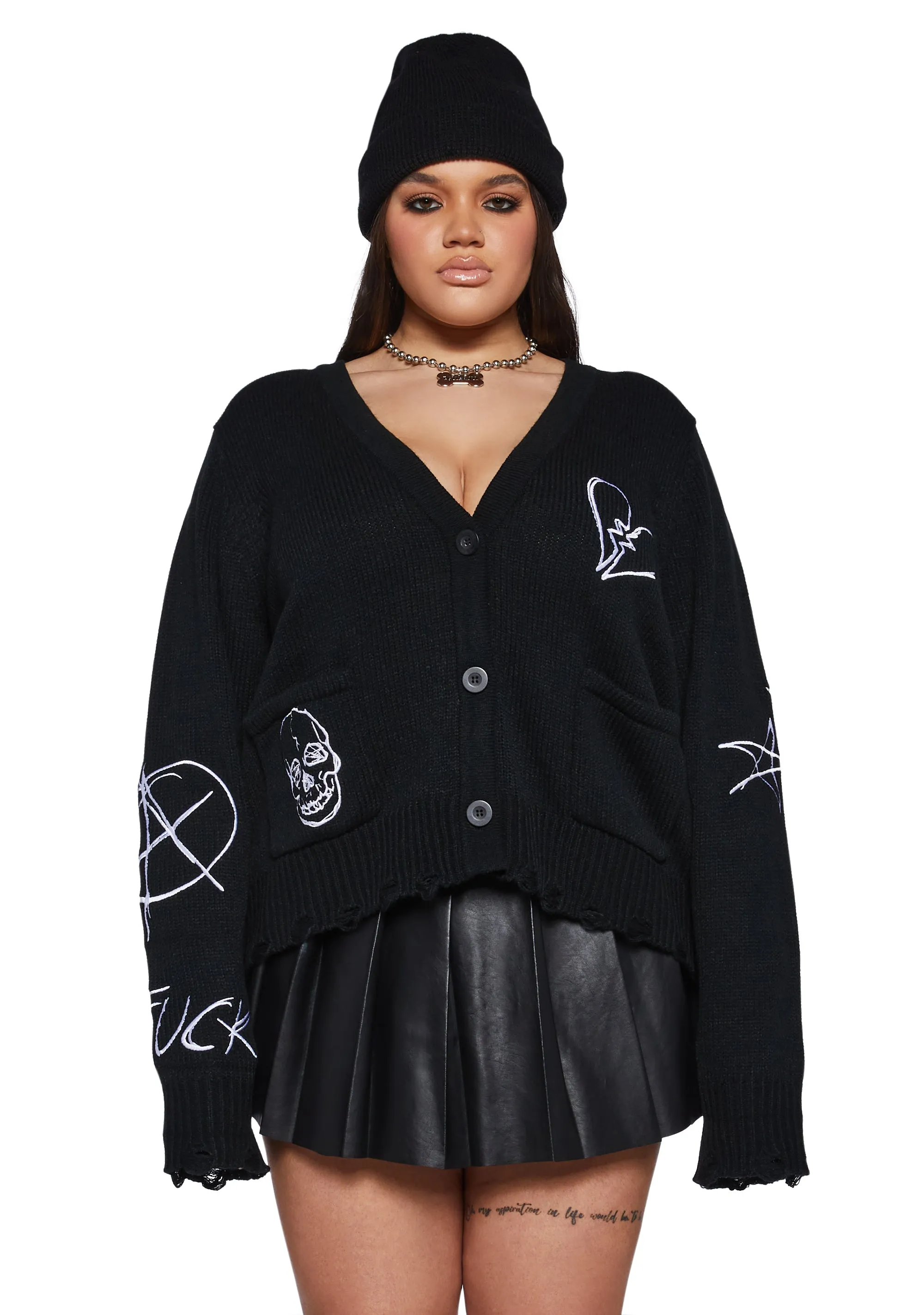 Plus Bad Play Knit Cardigan sold by Dolls Kill