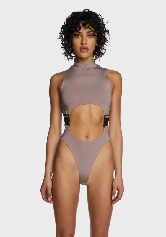 Flash Dancer Cut Out Bodysuit - Brown sold by Dolls Kill