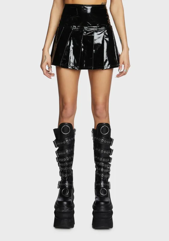 Vinyl Pleated Mini Skirt sold by Dolls Kill