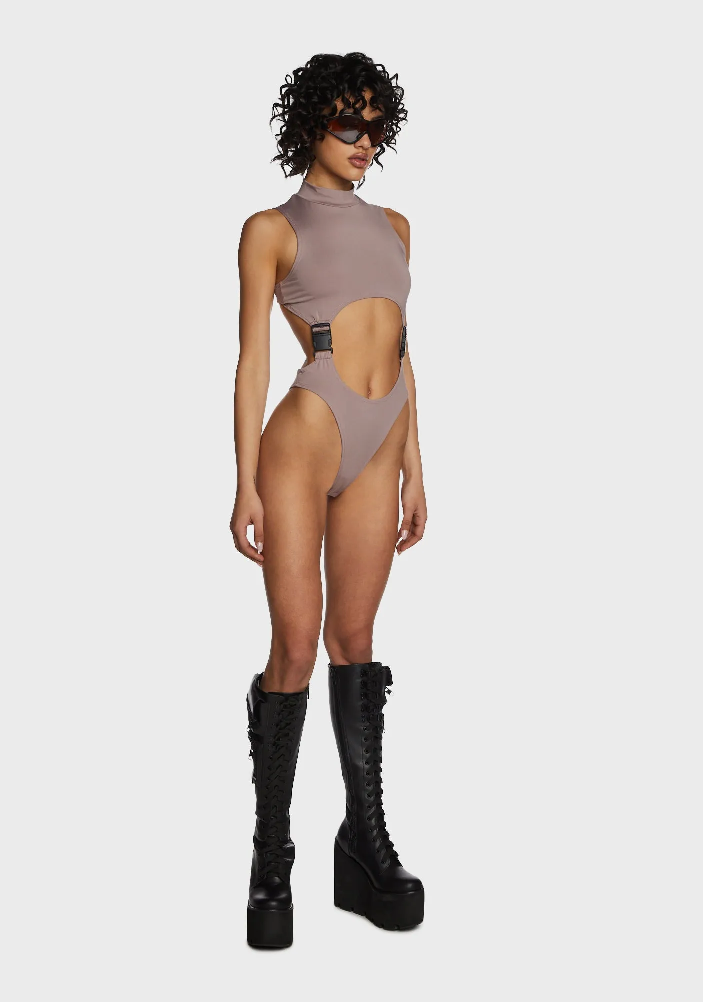 Flash Dancer Cut Out Bodysuit - Brown sold by Dolls Kill product image thumbnail 2