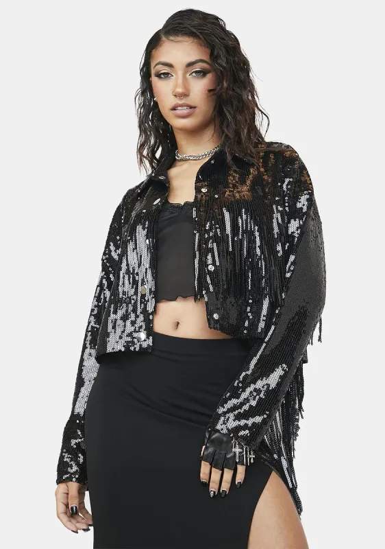 Dark Blindin' Baddie Sequin Jacket sold by Dolls Kill