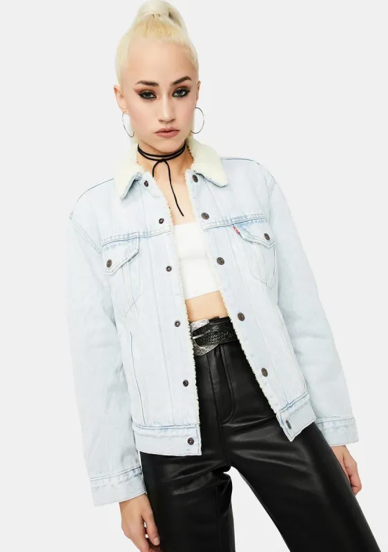 Warm As Toast Ex-Bf Sherpa Trucker Jacket sold by Dolls Kill