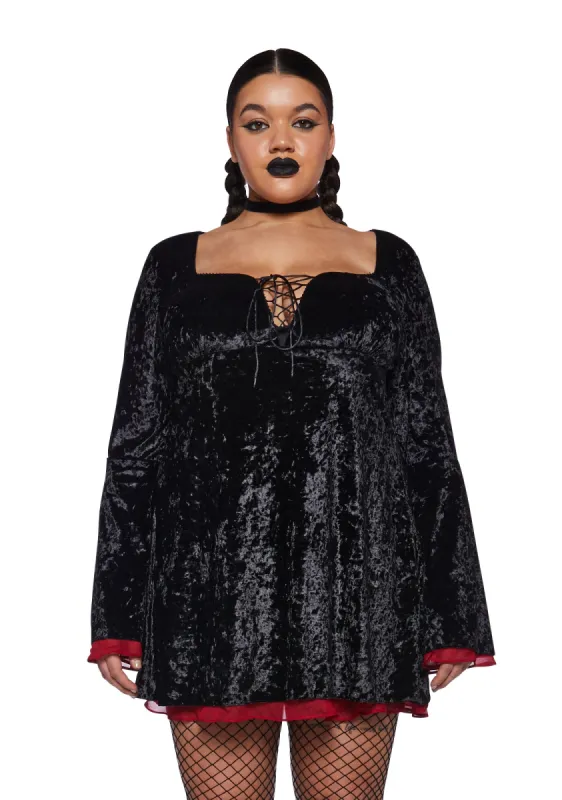 Plus Gothic Beauty Velvet Mini Dress sold by Dolls Kill