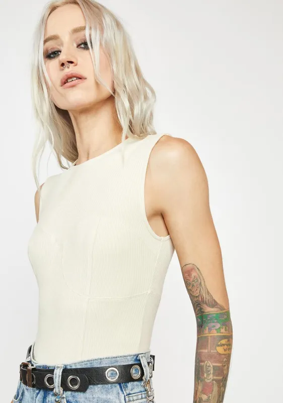 Oatmeal Bustier Silhouette Bodysuit sold by Dolls Kill