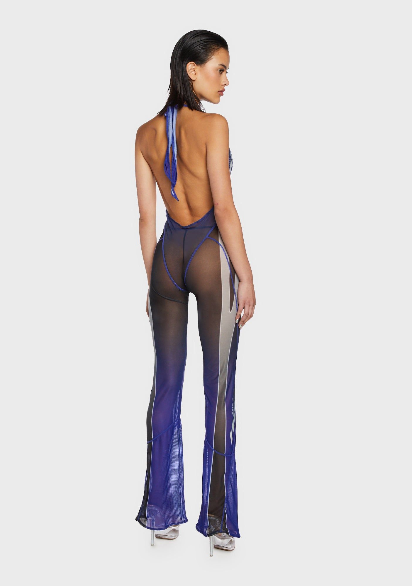 Mesh Tie Knot Speed Racer Jumpsuit - Blue sold by Dolls Kill product image thumbnail 5