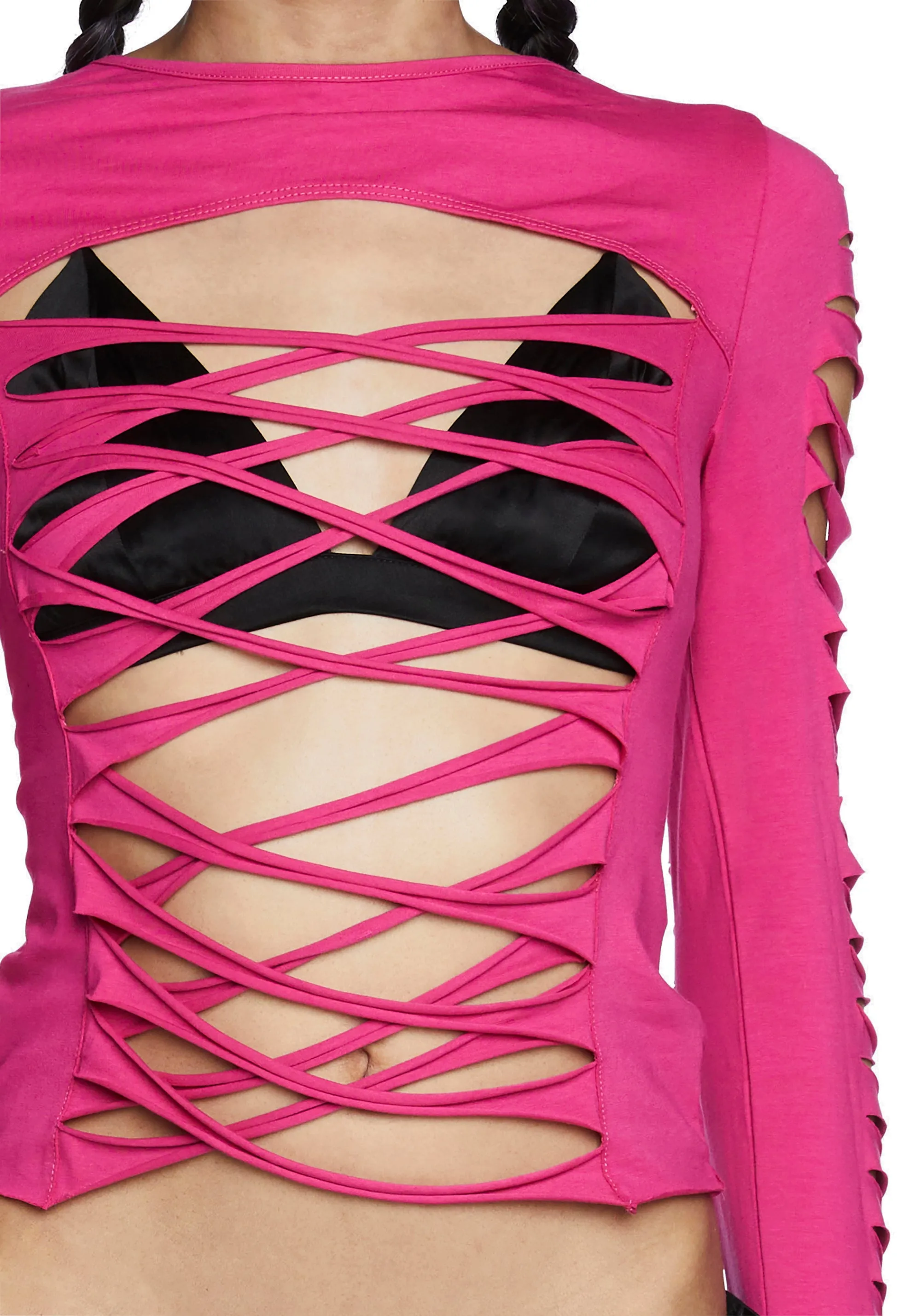Deviant Curfew Cut-Out Top - Pink sold by Dolls Kill product image thumbnail 5