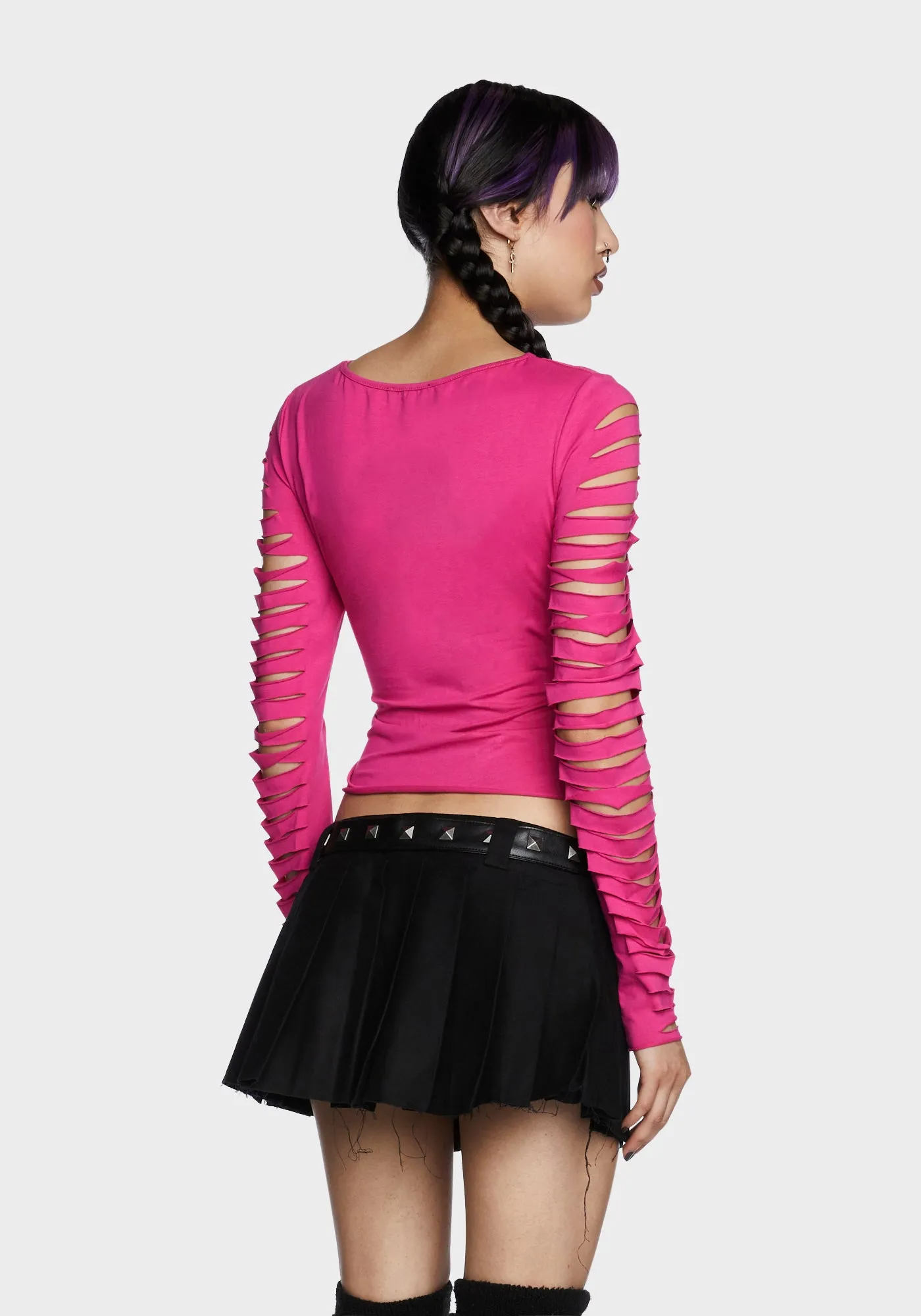 Deviant Curfew Cut-Out Top - Pink sold by Dolls Kill product image thumbnail 4