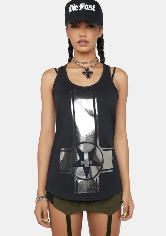 Cross Foil Tank Top sold by Dolls Kill