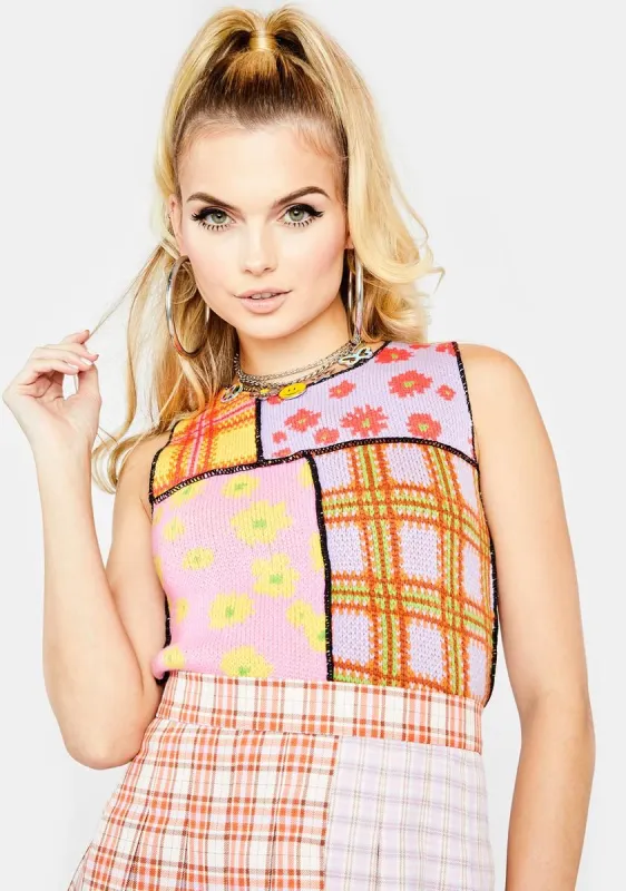Squeeze Patchwork Crop Top sold by Dolls Kill