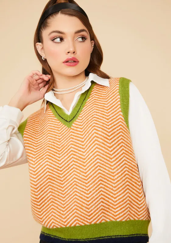 Ginger Gallery Gal Herringbone Sweater Vest sold by Dolls Kill