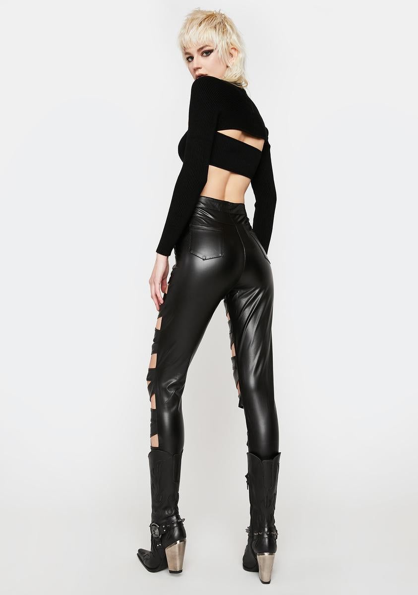 Wicked Excellent Taste Vinyl Cutout Pants sold by Dolls Kill product image thumbnail 4