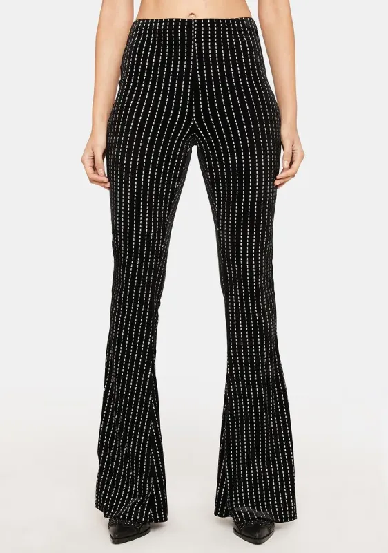 Dark New Life Glitter Flare Pants sold by Dolls Kill