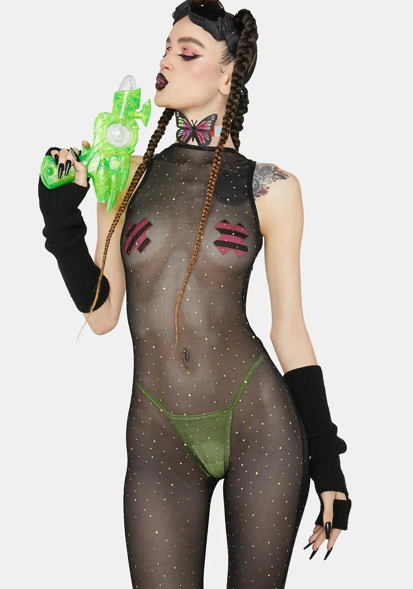 Holographic Dot Mesh Catsuit sold by Dolls Kill