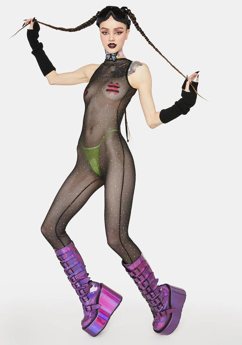 Holographic Dot Mesh Catsuit sold by Dolls Kill product image thumbnail 2