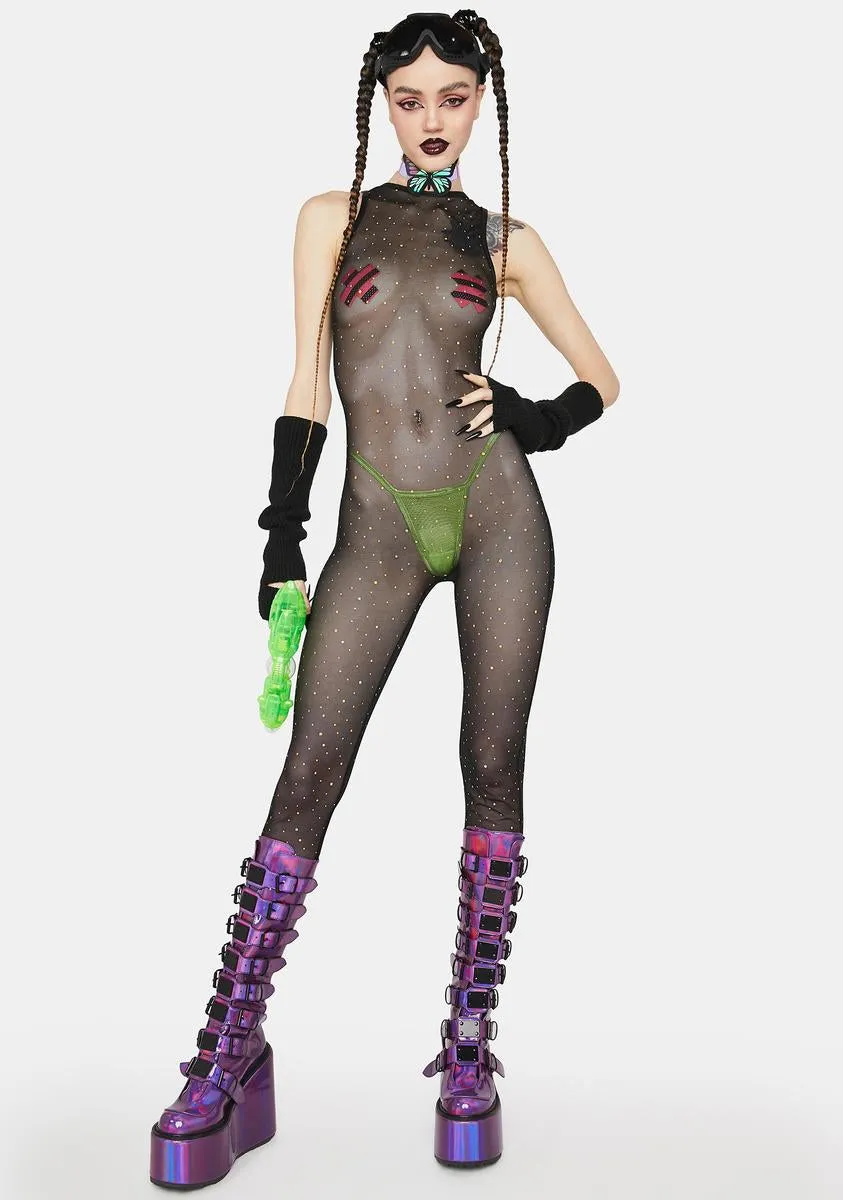 Holographic Dot Mesh Catsuit sold by Dolls Kill product image thumbnail 3