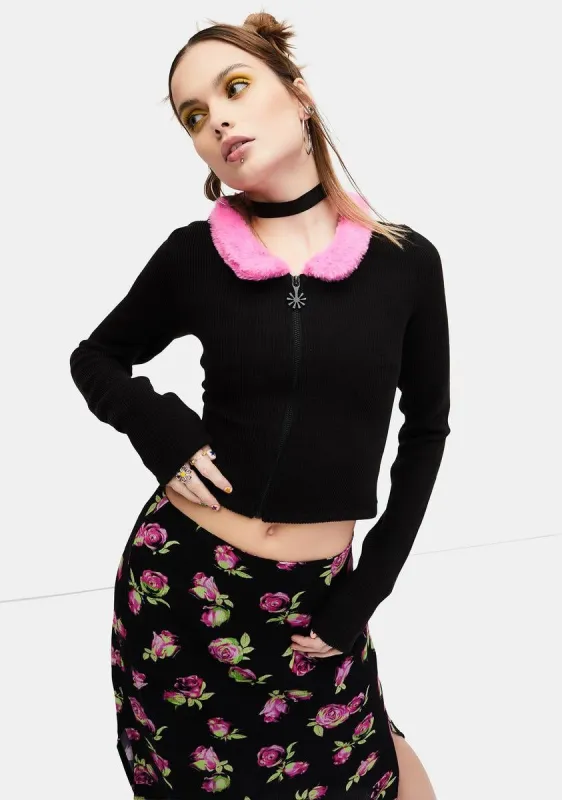 Caught On Camera Zip-Up Sweater sold by Dolls Kill