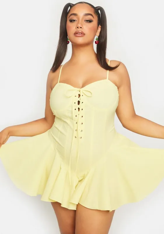 Plus Lemon Truthful Thoughts Flared Dress sold by Dolls Kill