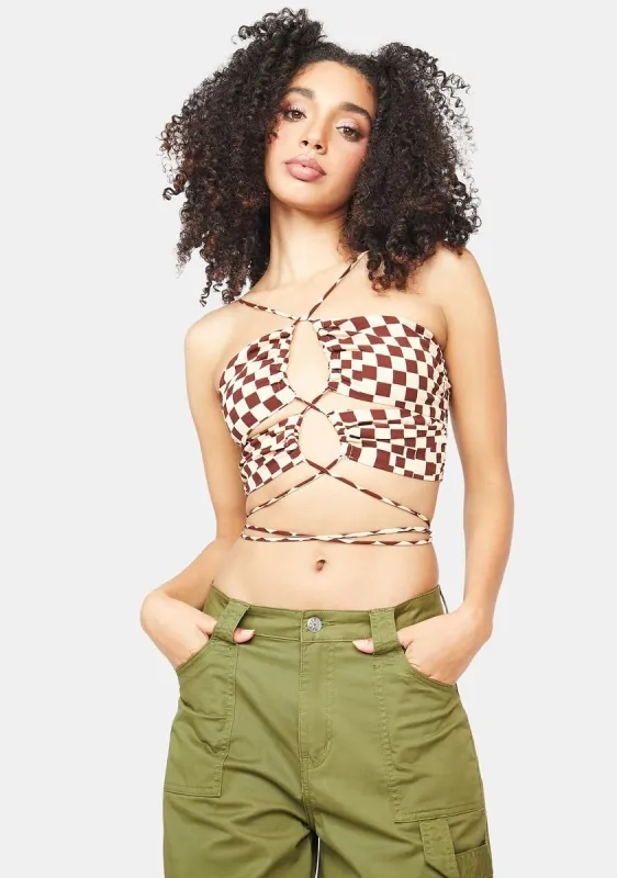 Different Waves Checkered Halter Top sold by Dolls Kill