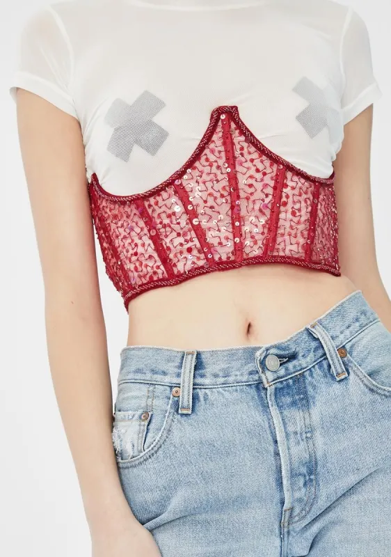 Red Tata Sequin Bodice sold by Dolls Kill