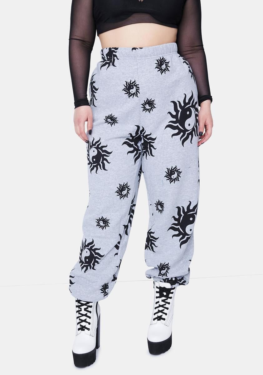Plus Yin Yang Grey Marl Joggers sold by Dolls Kill