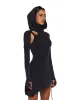 Frequency Asymmetrical Hooded Mini Dress - Black sold by Dolls Kill