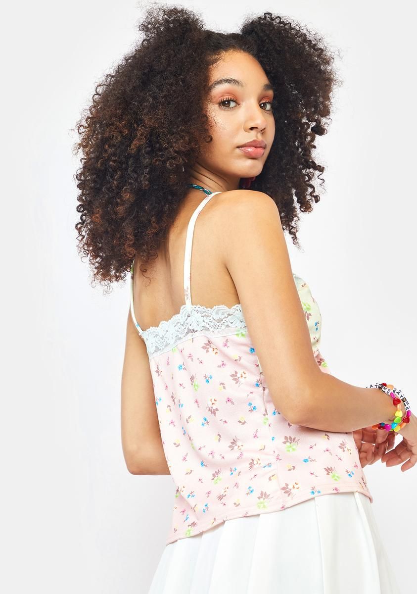 Ditsy Floral Tie Front Crop Top sold by Dolls Kill product image thumbnail 4