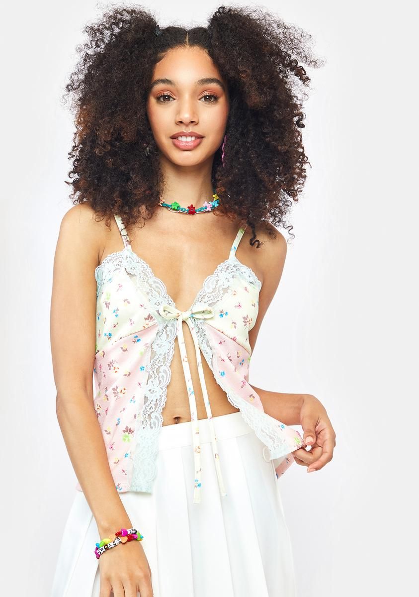 Ditsy Floral Tie Front Crop Top sold by Dolls Kill