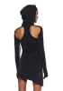Frequency Asymmetrical Hooded Mini Dress - Black sold by Dolls Kill