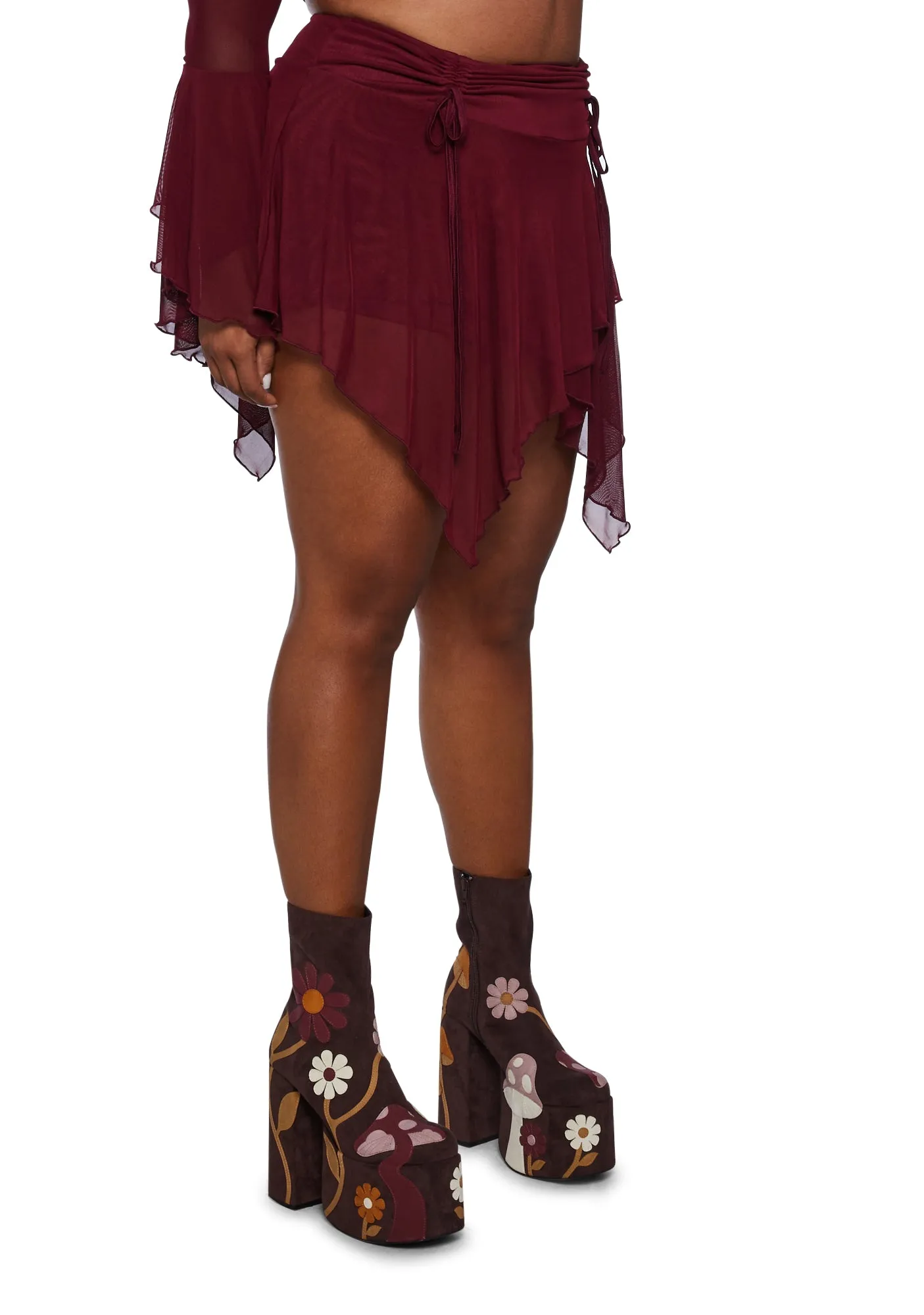 Plus Wild Attraction Mesh Mini Skirt- Red sold by Dolls Kill product image thumbnail 3