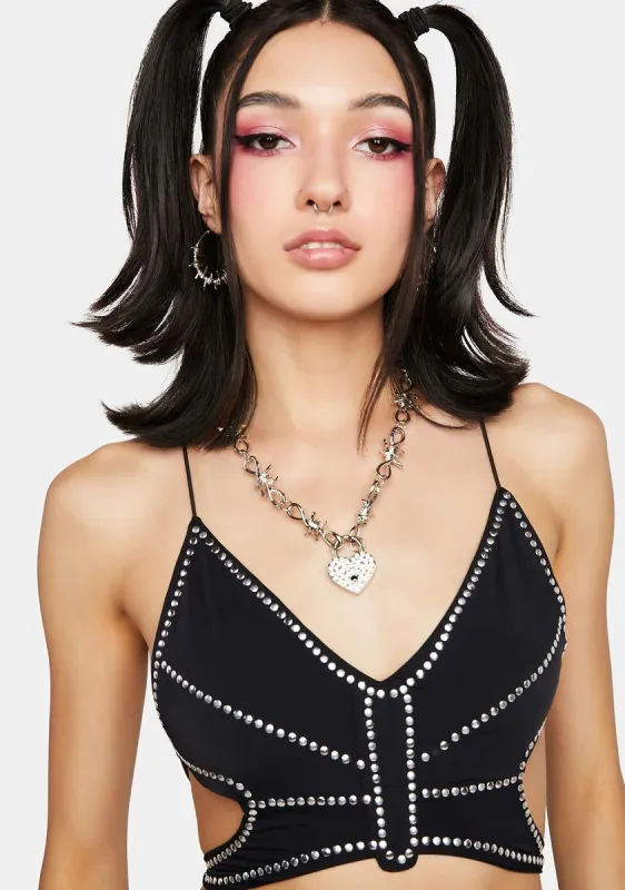 Studded Butterfly Crop Top sold by Dolls Kill